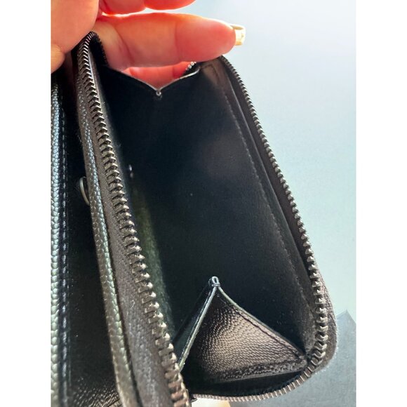 NEW Saint Laurent Black Cassandre Matelasse Compact Zip Flap Wallet Leather - Picture 15 of 16